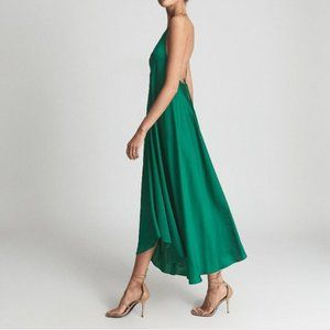 REISS - Mabel Plunge Neck Dress - Size 6 - Green